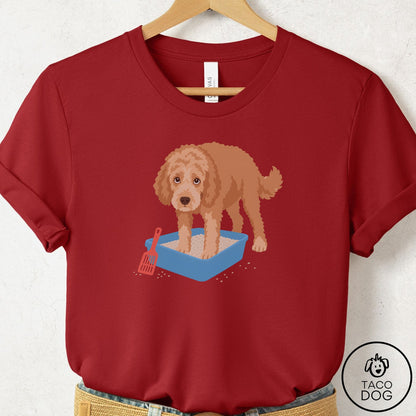 Doodle Litter Box T-Shirt Canvas Red Taco-Dog