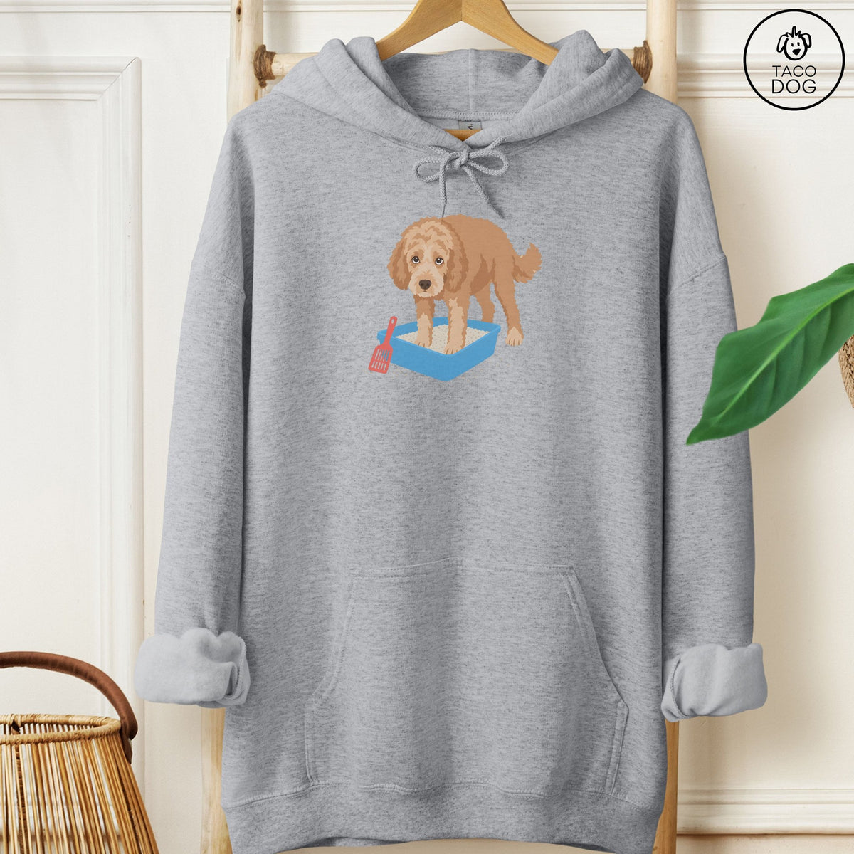 Doodle Litter Box Hoodie Graphite Heather Taco-Dog