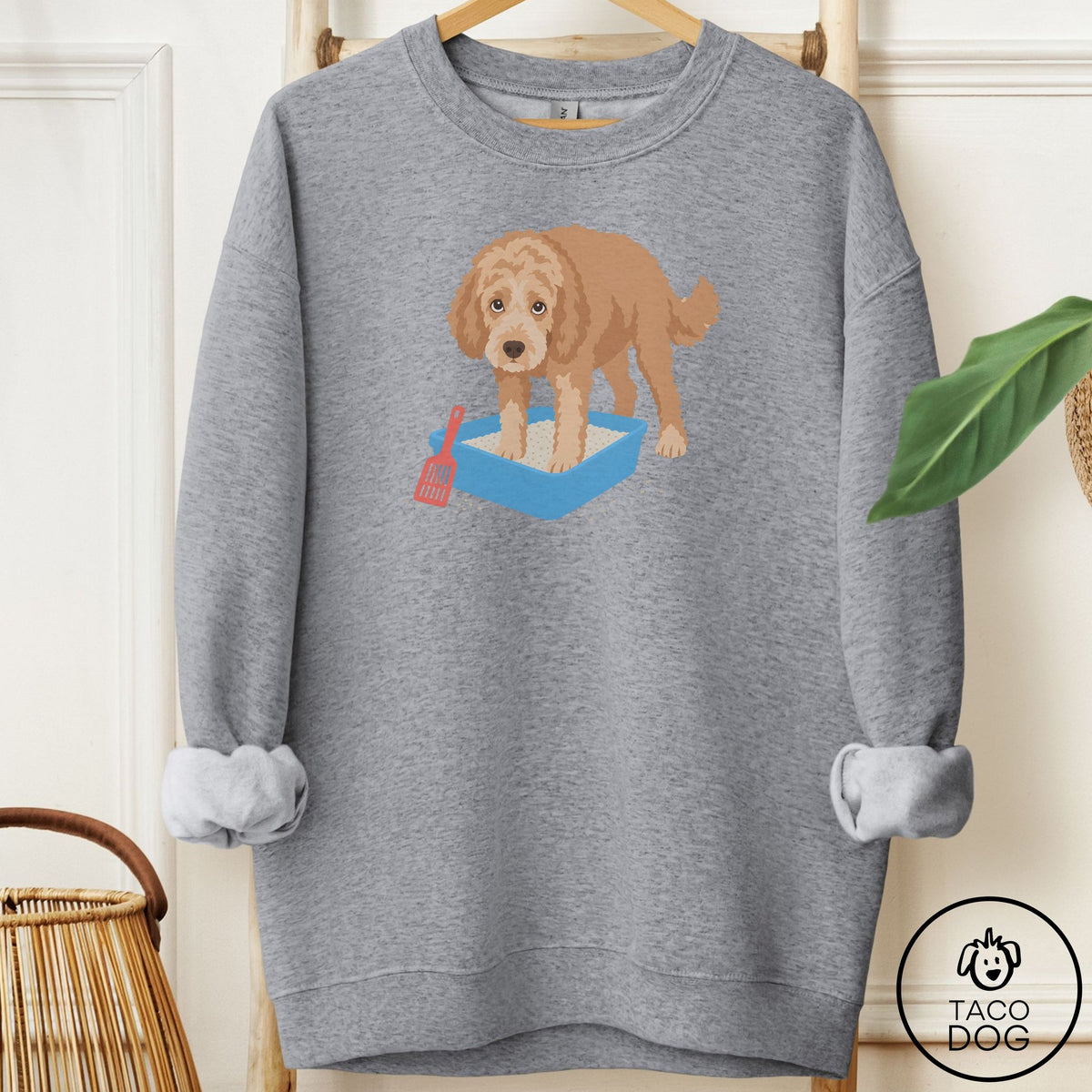 Doodle Litter Box Sweatshirt Graphite Heather Taco-Dog