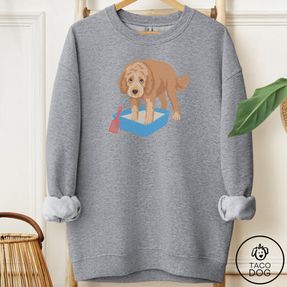 Doodle Litter Box Sweatshirt Graphite Heather Taco-Dog