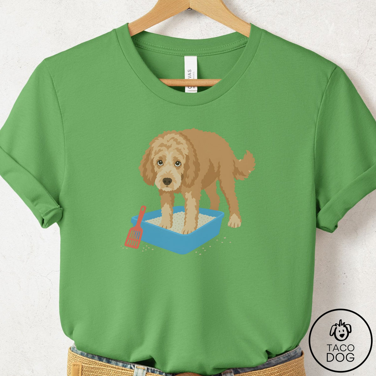 Doodle Litter Box T-Shirt Leaf Taco-Dog