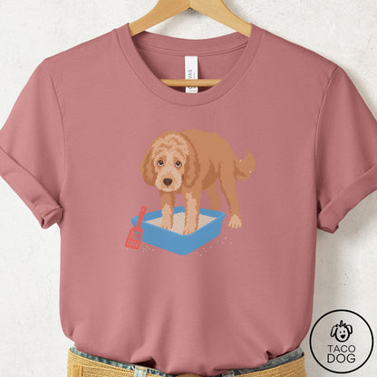 Doodle Litter Box T-Shirt Mauve Taco-Dog