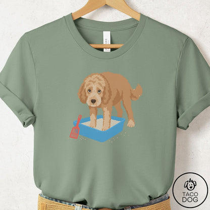 Doodle Litter Box T-Shirt Sage Taco-Dog