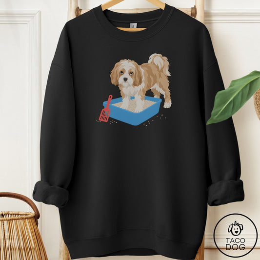 Havanese Litter Box Sweatshirt Black Taco-Dog