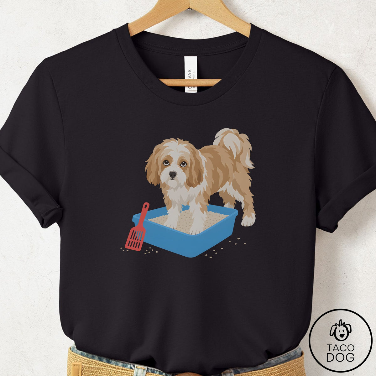 Havanese Litter Box T-Shirt Black Taco-Dog