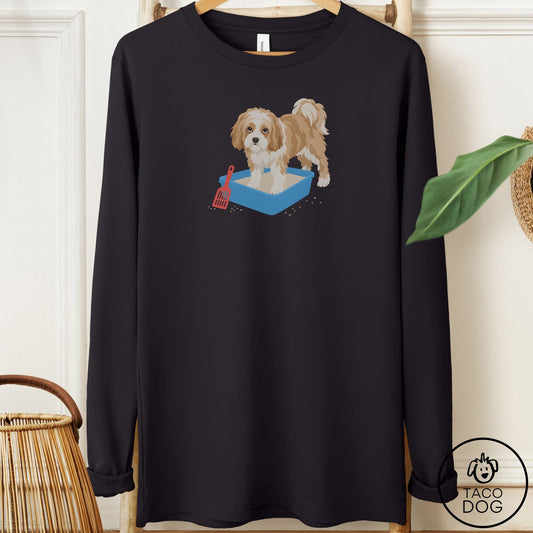 Havanese Litter Box Long Sleeve Tee Black Taco-Dog