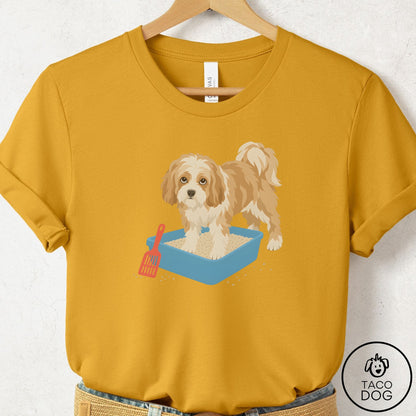 Havanese Litter Box T-Shirt Mustard Taco-Dog