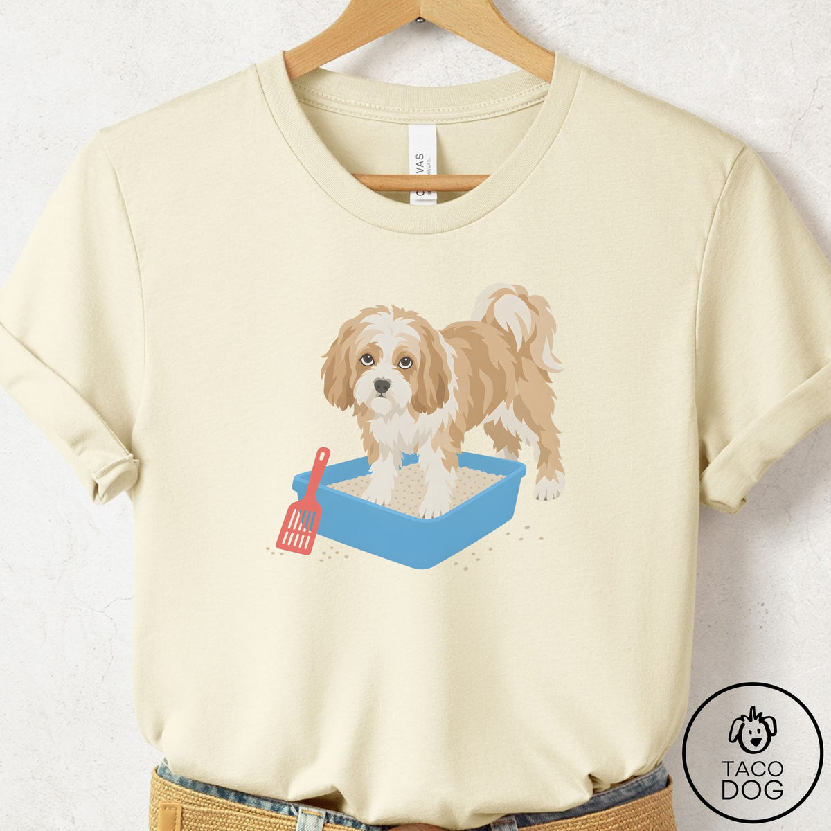 Havanese Litter Box T-Shirt Natural Taco-Dog