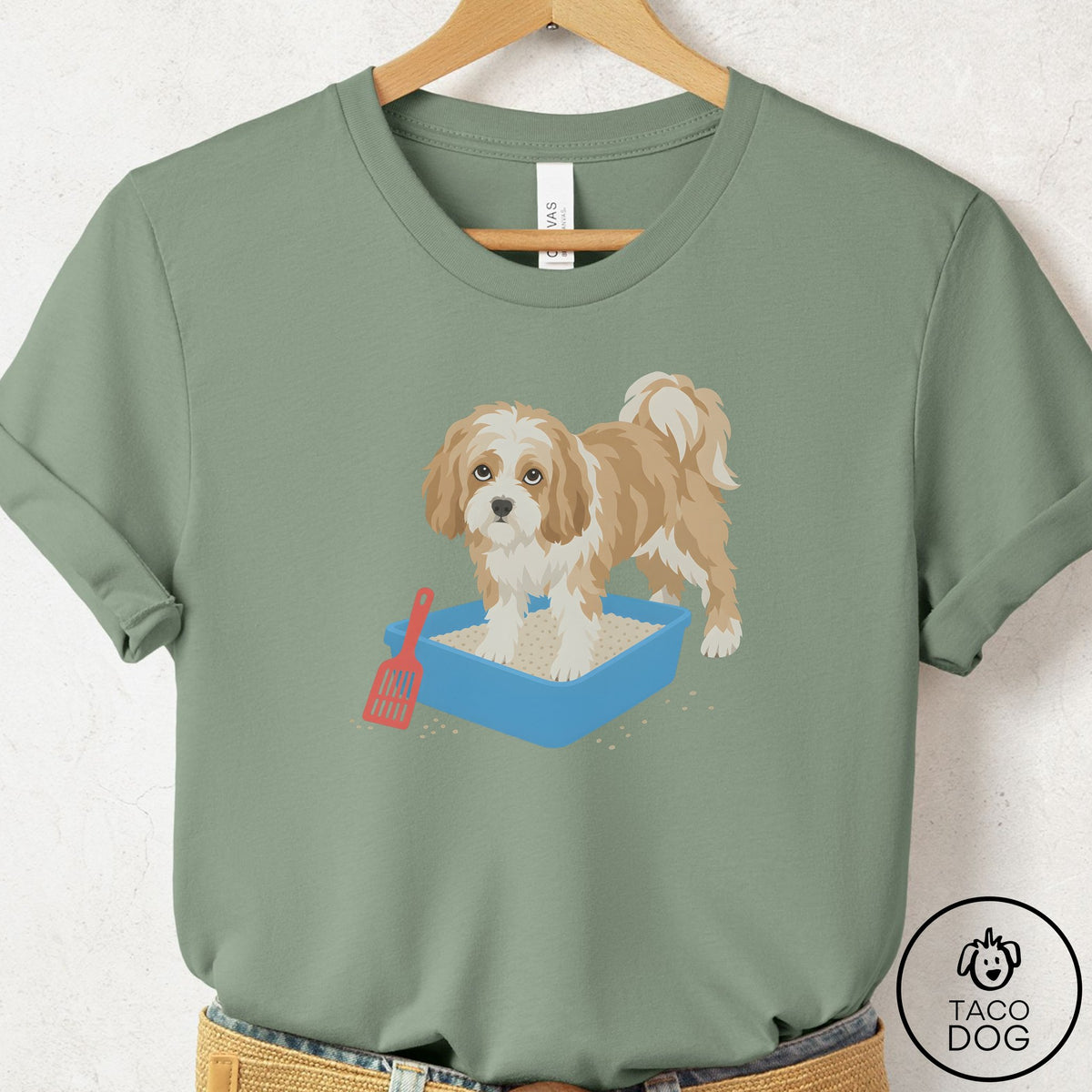Havanese Litter Box T-Shirt, design close-up