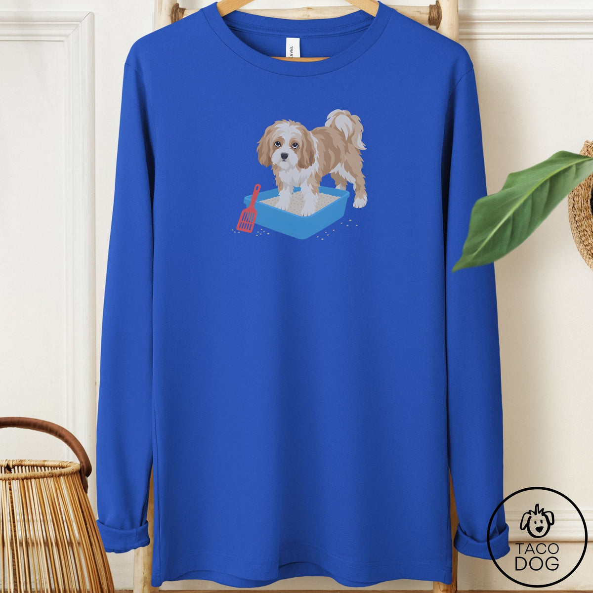 Havanese Litter Box Long Sleeve Tee True Royal Taco-Dog