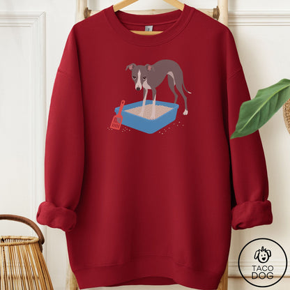 Italian Greyhound Whippet Litter Box Sweatshirt Garnet Taco-Dog