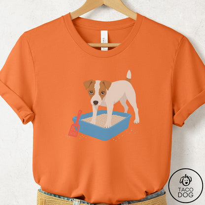 Jack Russell Litter Box T-Shirt Burnt Orange Taco-Dog