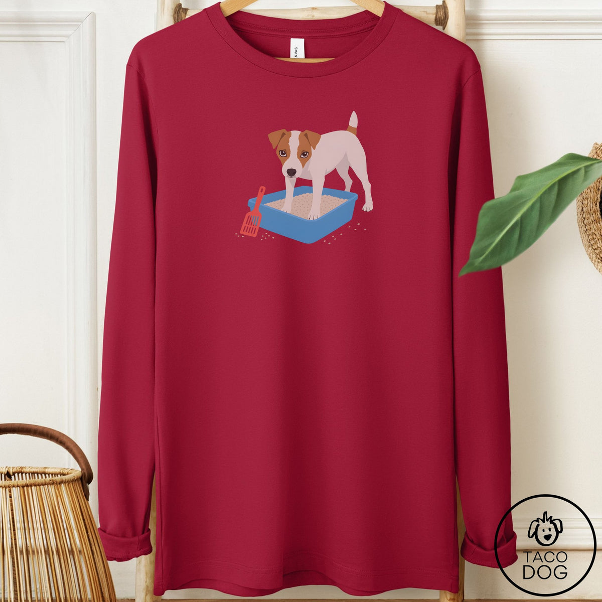 Jack Russell Litter Box Long Sleeve Tee Cardinal Taco-Dog
