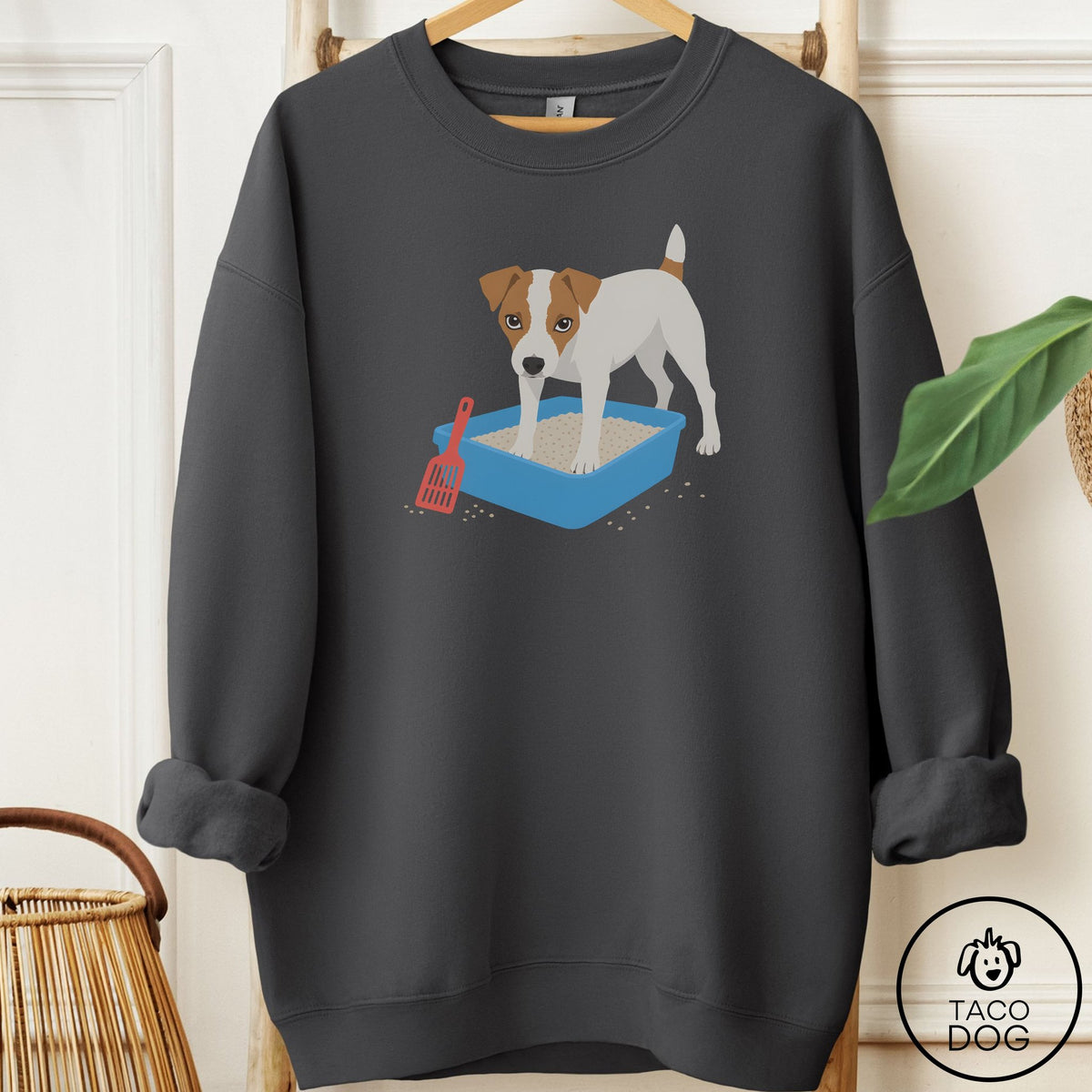 Jack Russell Litter Box Sweatshirt Charcoal Taco-Dog
