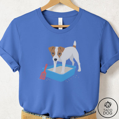 Jack Russell Litter Box T-Shirt Columbia Blue Taco-Dog
