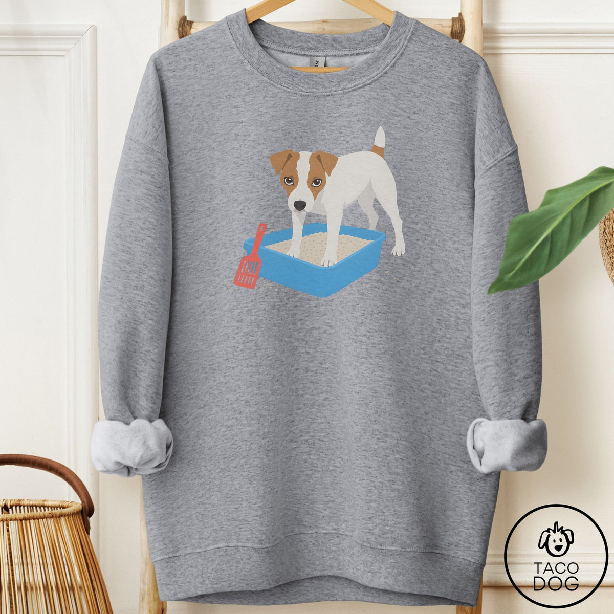 Jack Russell Litter Box Sweatshirt Graphite Heather Taco-Dog