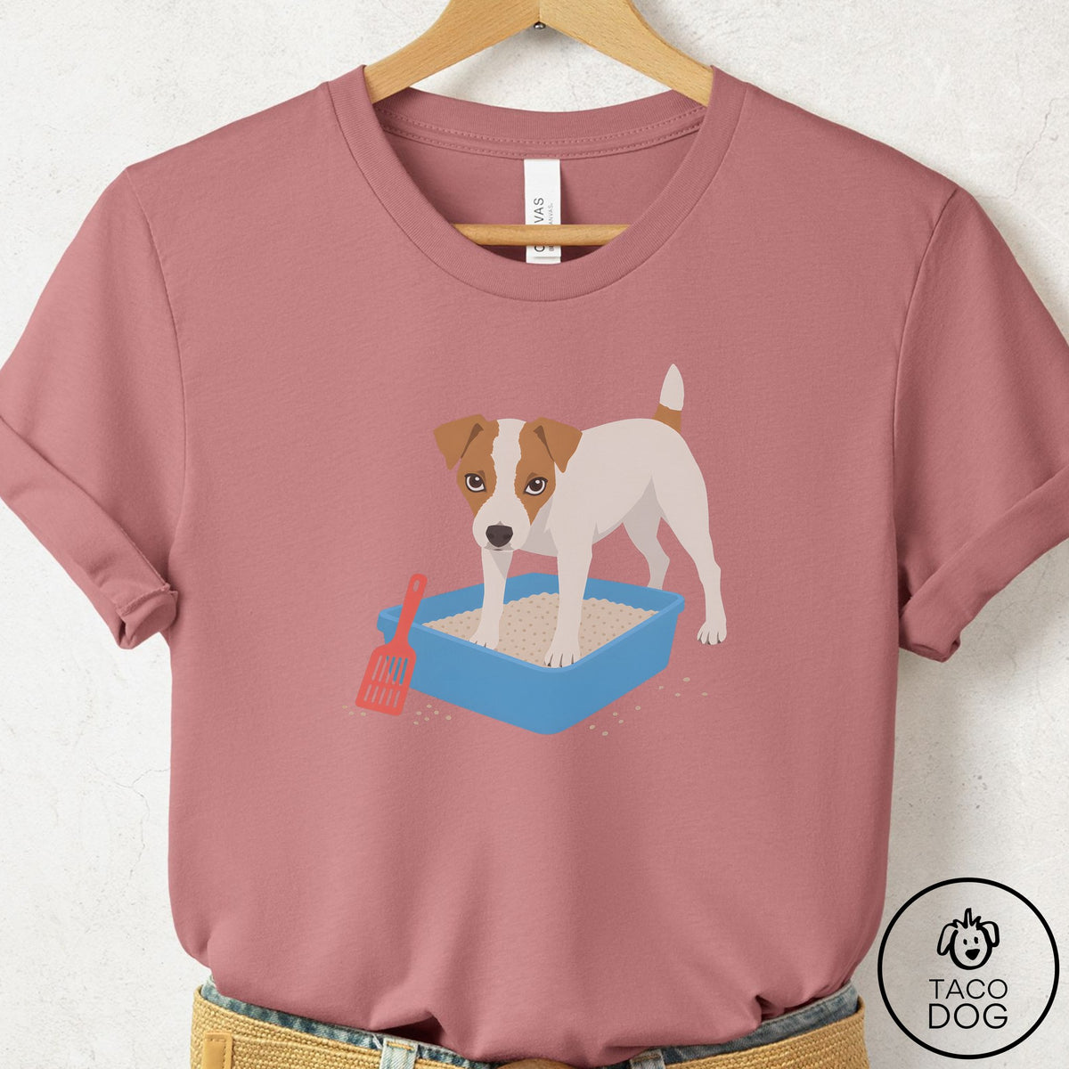 Jack Russell Litter Box T-Shirt Mauve Taco-Dog