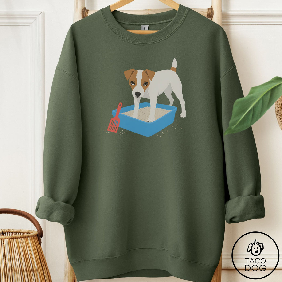 Jack Russell Litter Box Sweatshirt Military Green Taco-Dog