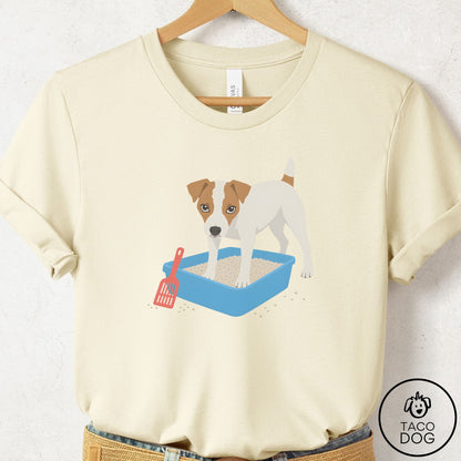 Jack Russell Litter Box T-Shirt Natural Taco-Dog