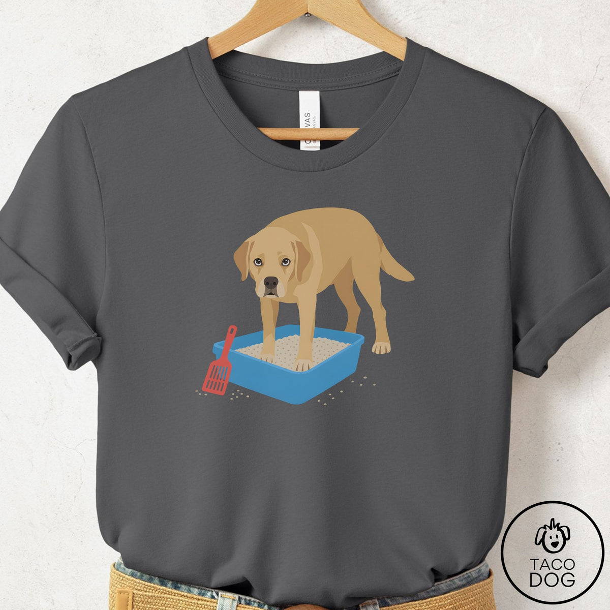 Labrador Retriever Litter Box T-Shirt Asphalt Taco-Dog