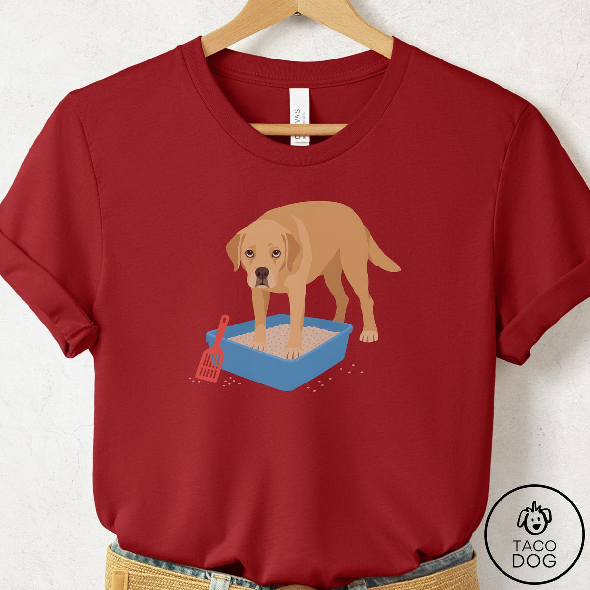 Labrador Retriever Litter Box T-Shirt Canvas Red Taco-Dog