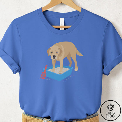 Labrador Retriever Litter Box T-Shirt Columbia Blue Taco-Dog