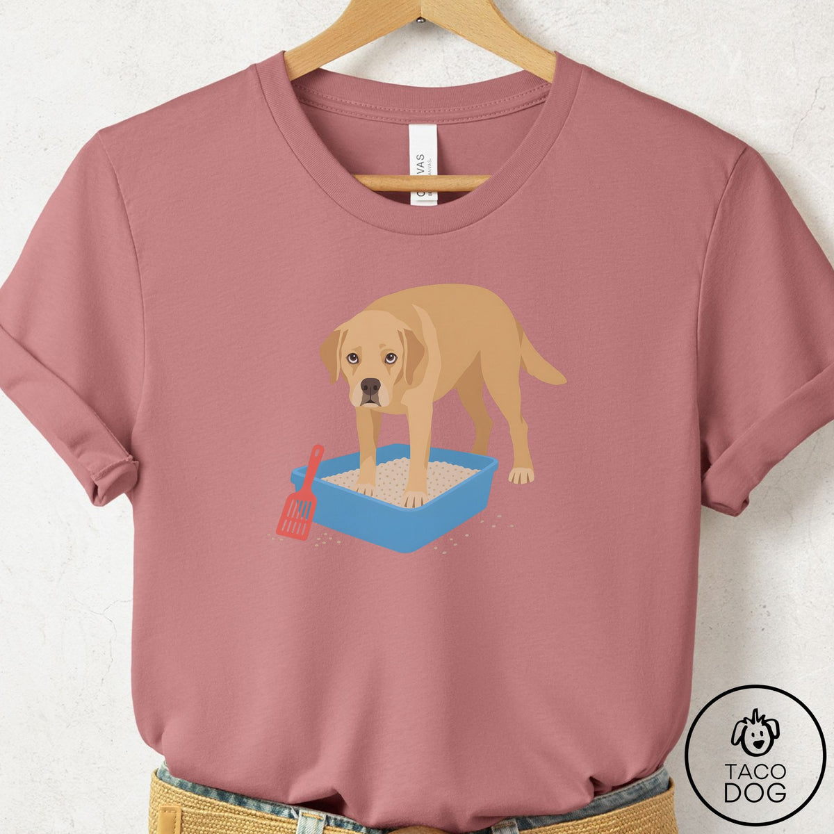 Labrador Retriever Litter Box T-Shirt Mauve Taco-Dog