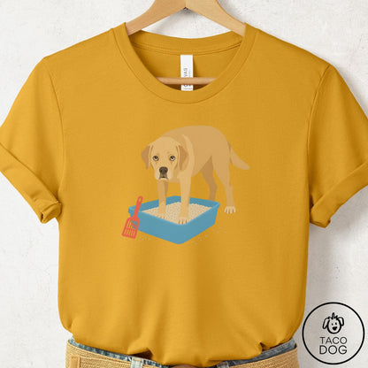 Labrador Retriever Litter Box T-Shirt Mustard Taco-Dog