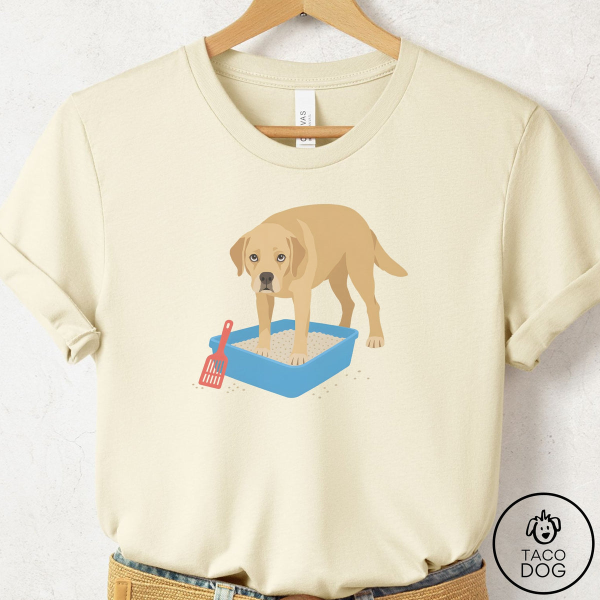 Labrador Retriever Litter Box T-Shirt Natural Taco-Dog