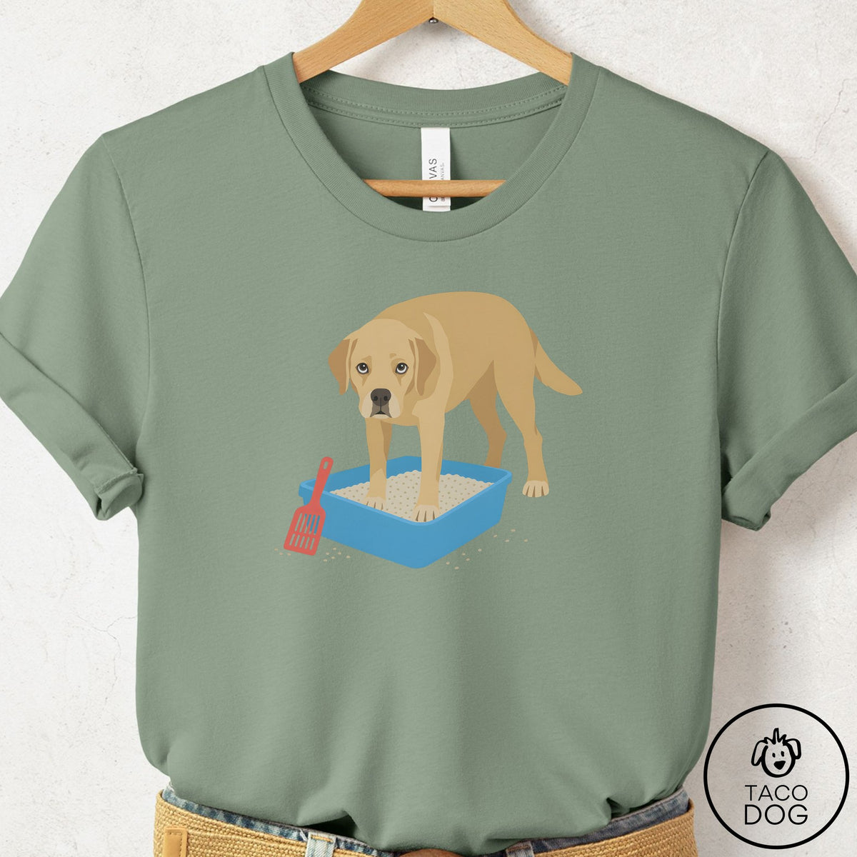 Labrador Retriever Litter Box T-Shirt Sage Taco-Dog