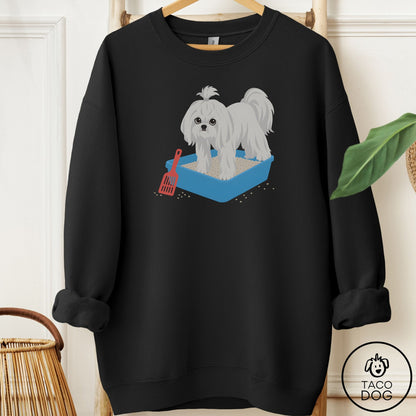 Maltese Litter Box Sweatshirt Black Taco-Dog
