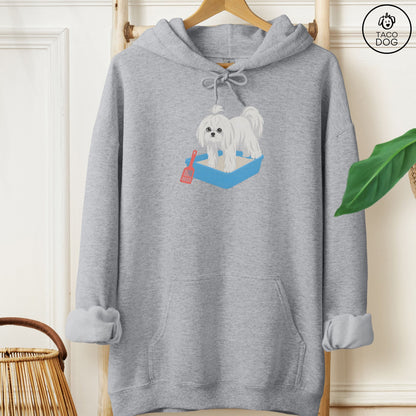 Maltese Litter Box Hoodie Graphite Heather Taco-Dog