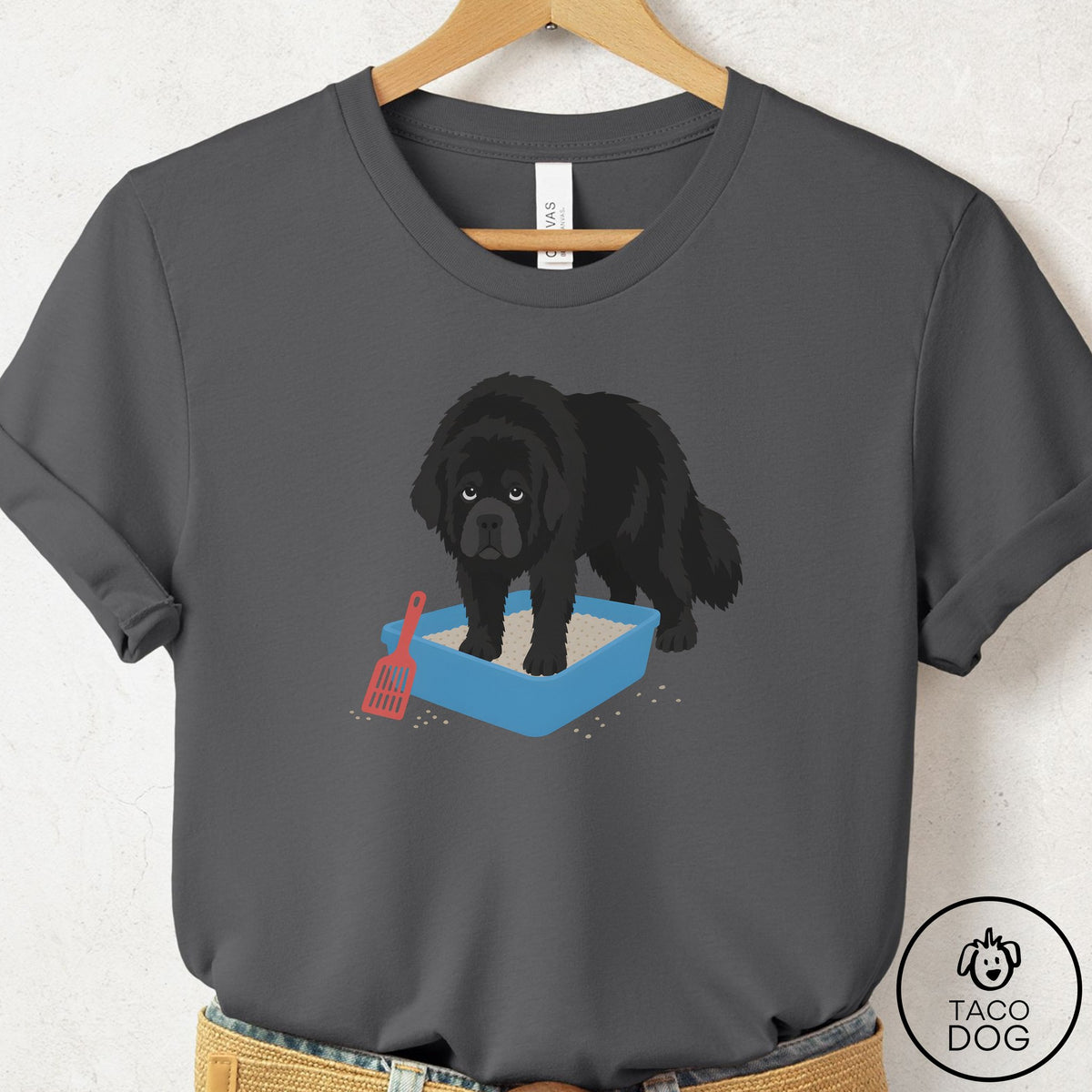 Newfoundland Litter Box T-Shirt Asphalt Taco-Dog
