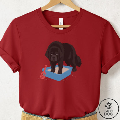 Newfoundland Litter Box T-Shirt Canvas Red Taco-Dog