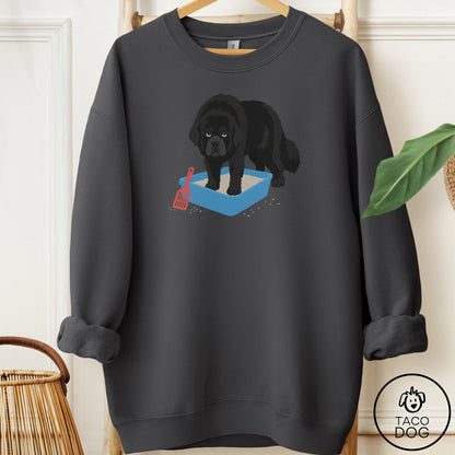 Newfoundland Litter Box Sweatshirt Charcoal Taco-Dog