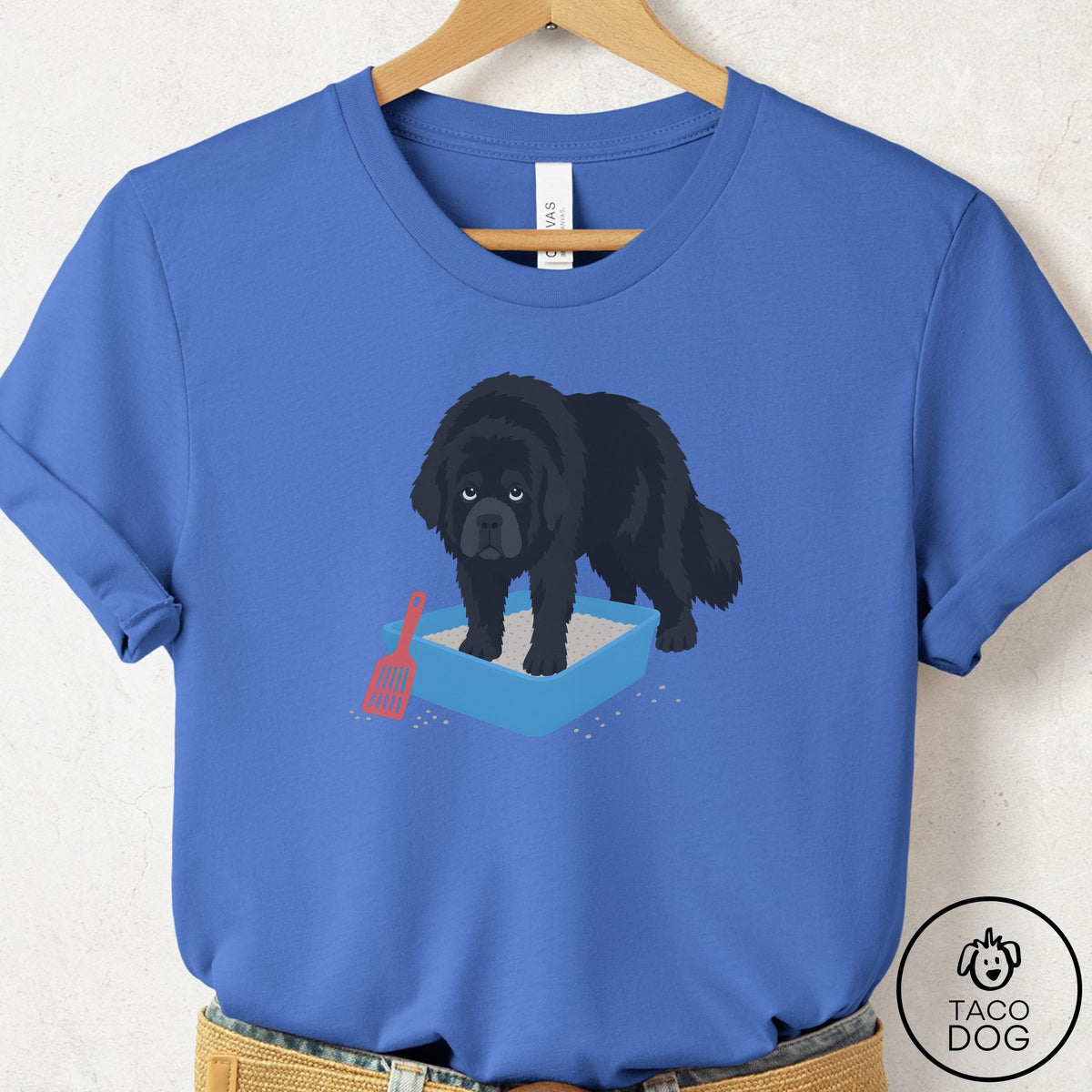 Newfoundland Litter Box T-Shirt Columbia Blue Taco-Dog