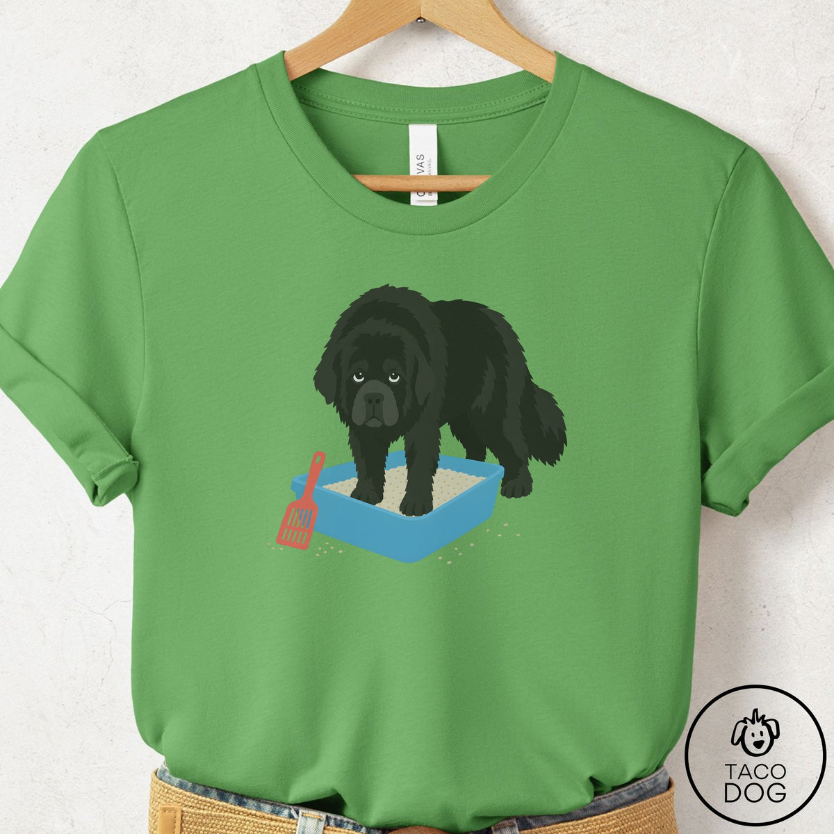 Newfoundland Litter Box T-Shirt Leaf Taco-Dog