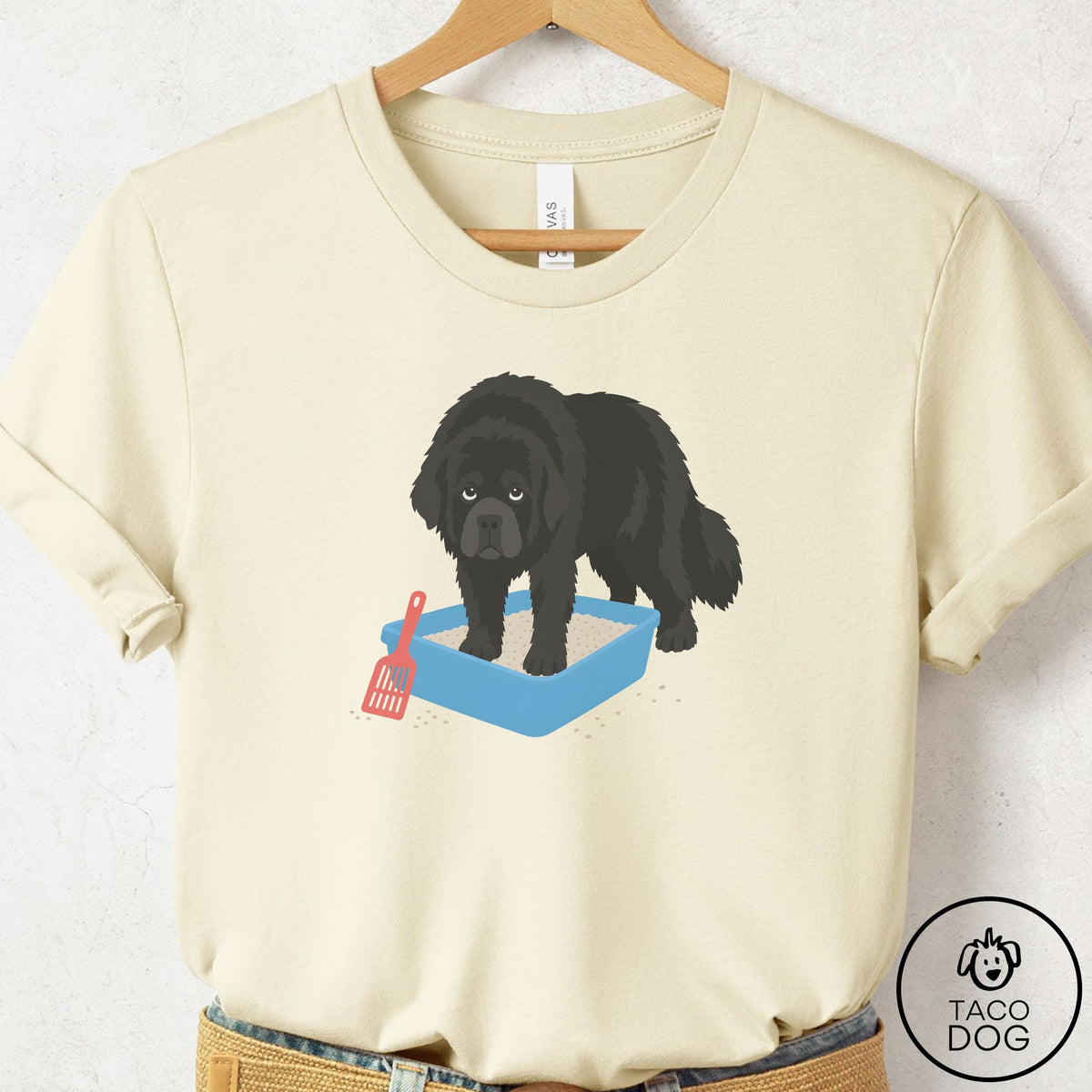 Newfoundland Litter Box T-Shirt Natural Taco-Dog