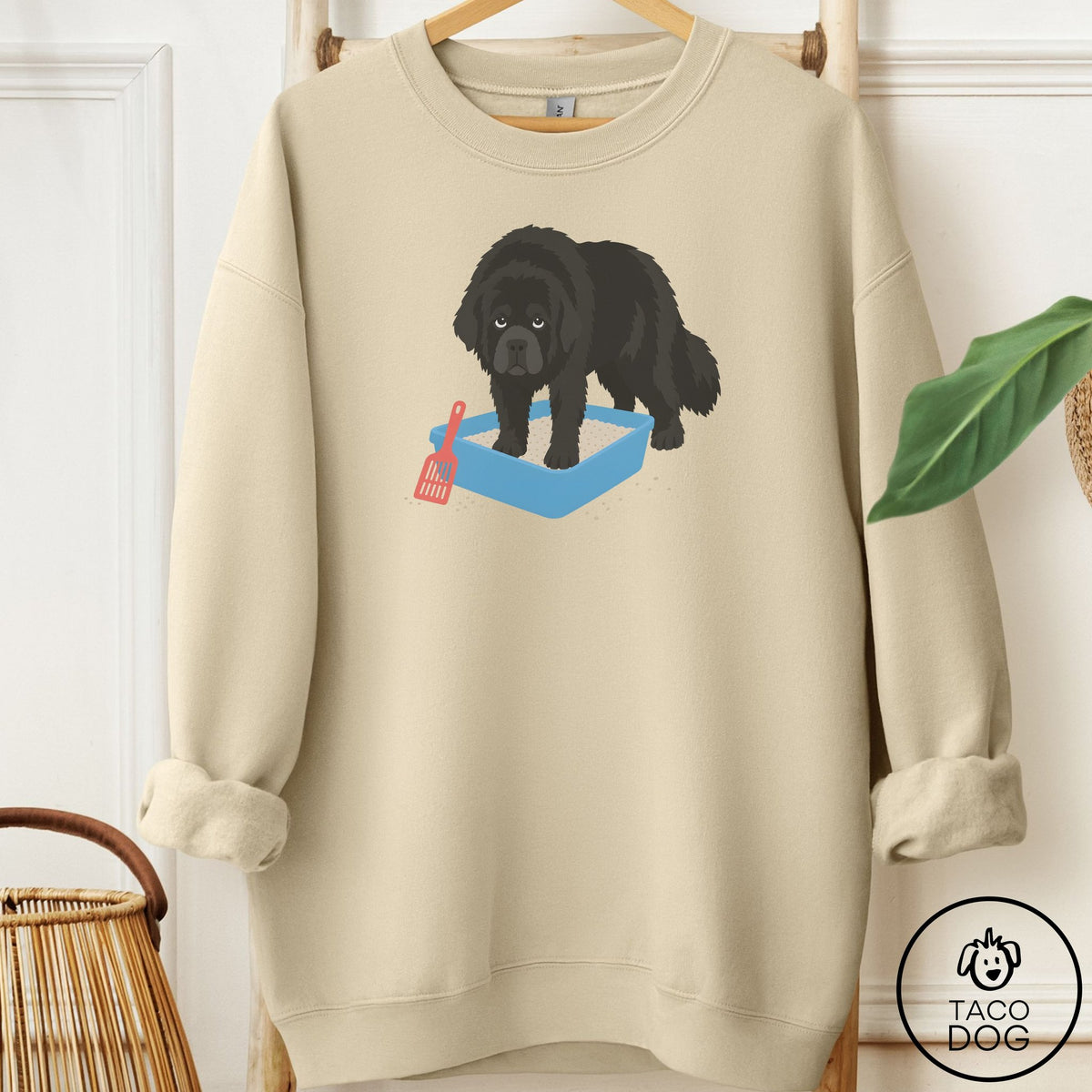 Newfoundland Litter Box Sweatshirt Sand Taco-Dog