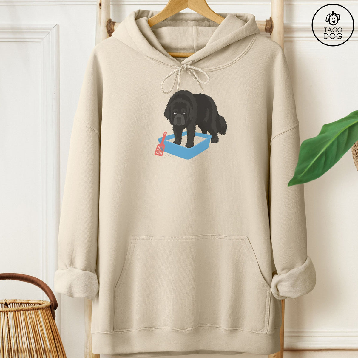 Newfoundland Litter Box Hoodie Sand Taco-Dog
