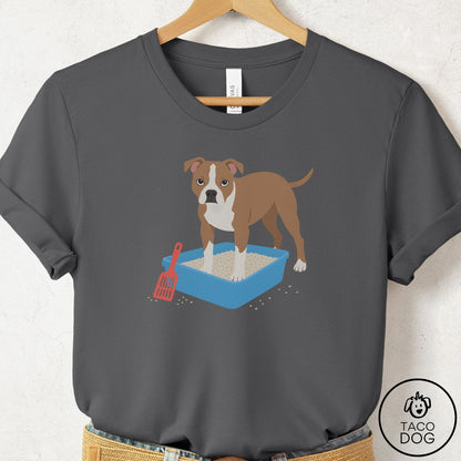Pitbull Litter Box T-Shirt Asphalt Taco-Dog