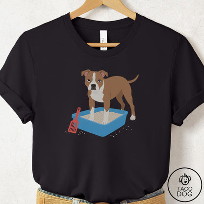 Pitbull Litter Box T-Shirt Black Taco-Dog