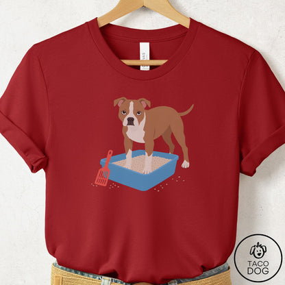 Pitbull Litter Box T-Shirt Canvas Red Taco-Dog