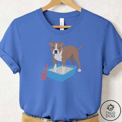 Pitbull Litter Box T-Shirt Columbia Blue Taco-Dog