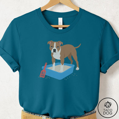 Pitbull Litter Box T-Shirt Deep Teal Taco-Dog