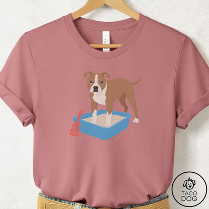 Pitbull Litter Box T-Shirt Mauve Taco-Dog