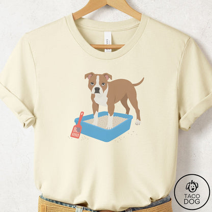 Pitbull Litter Box T-Shirt Natural Taco-Dog