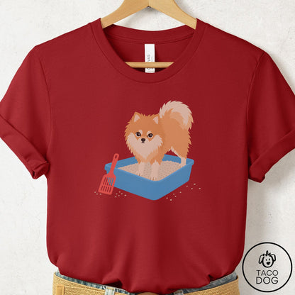 Pomeranian Litter Box T-Shirt Canvas Red Taco-Dog