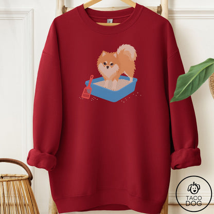 Pomeranian Litter Box Sweatshirt Garnet Taco-Dog