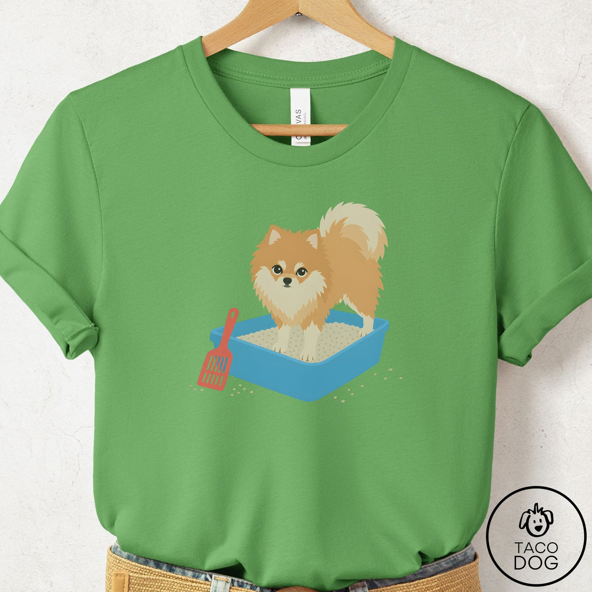 Pomeranian Litter Box T-Shirt Leaf Taco-Dog